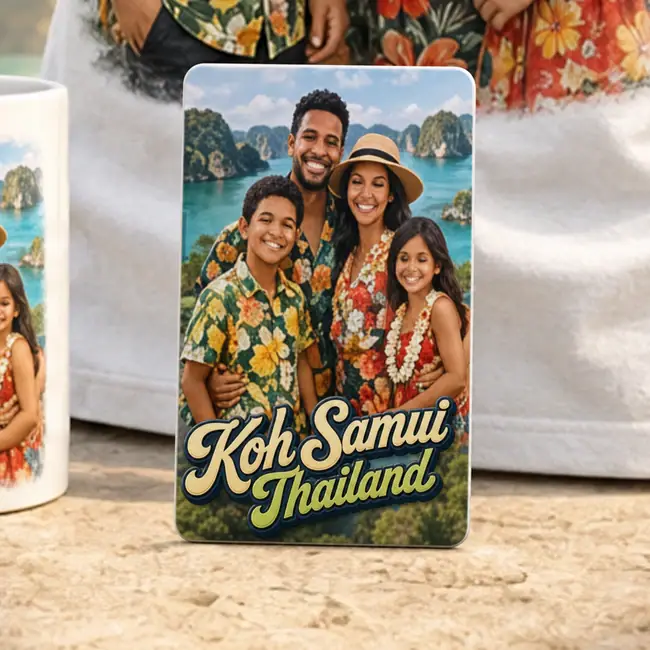 Portrait 10 by 15 centimetre magnet with Koh Samui Thailand AI photo